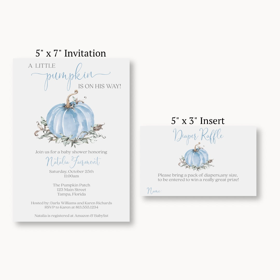 Painted Pumpkin Blue Diaper Raffle Ticket