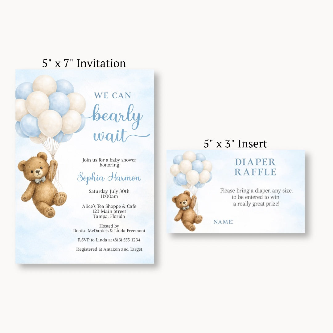 Bearly Wait Blue Diaper Raffle Ticket