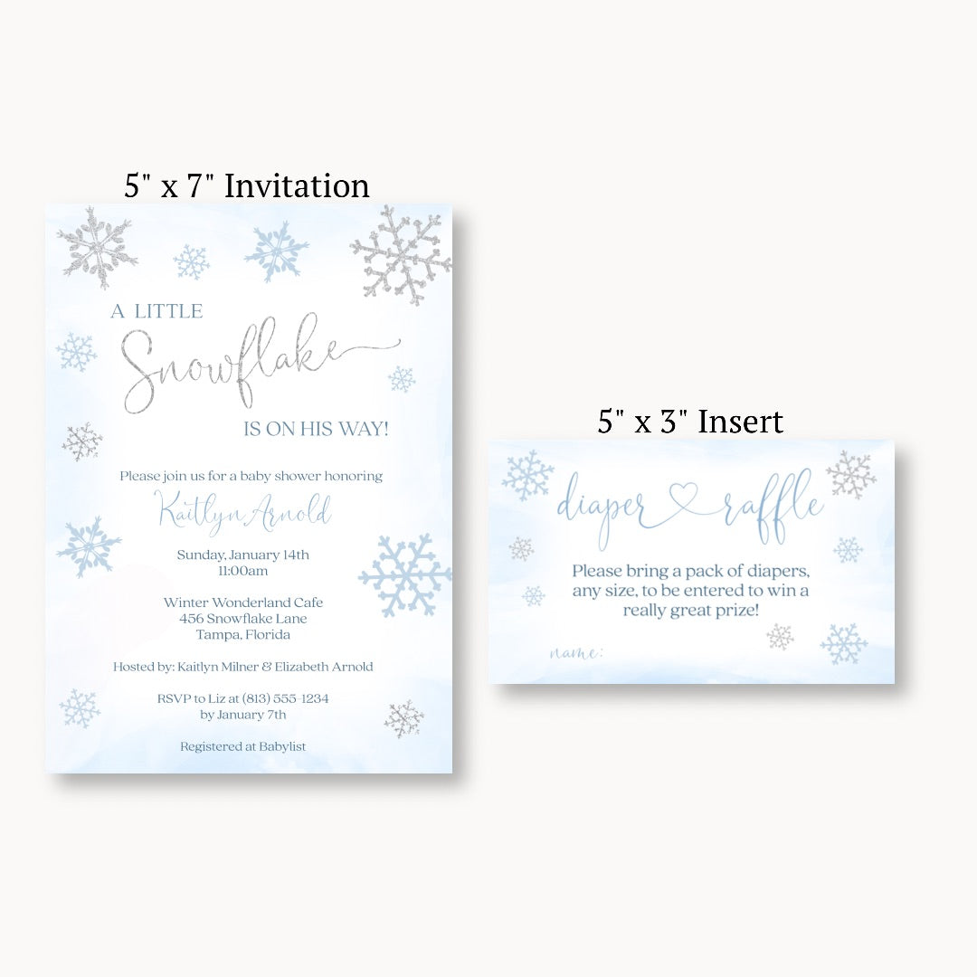 Little Snowflake Blue Diaper Raffle Ticket