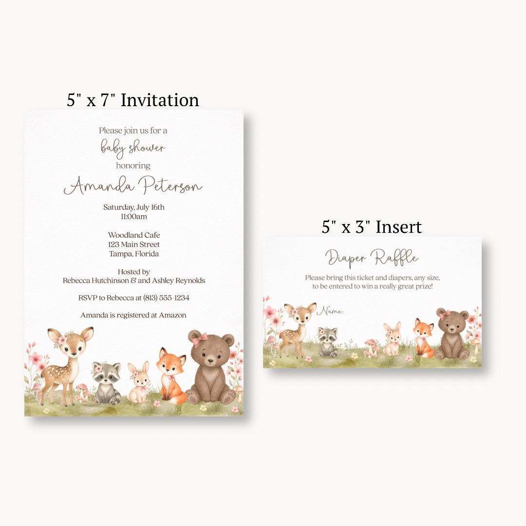 Boho Woodland Diaper Raffle Ticket