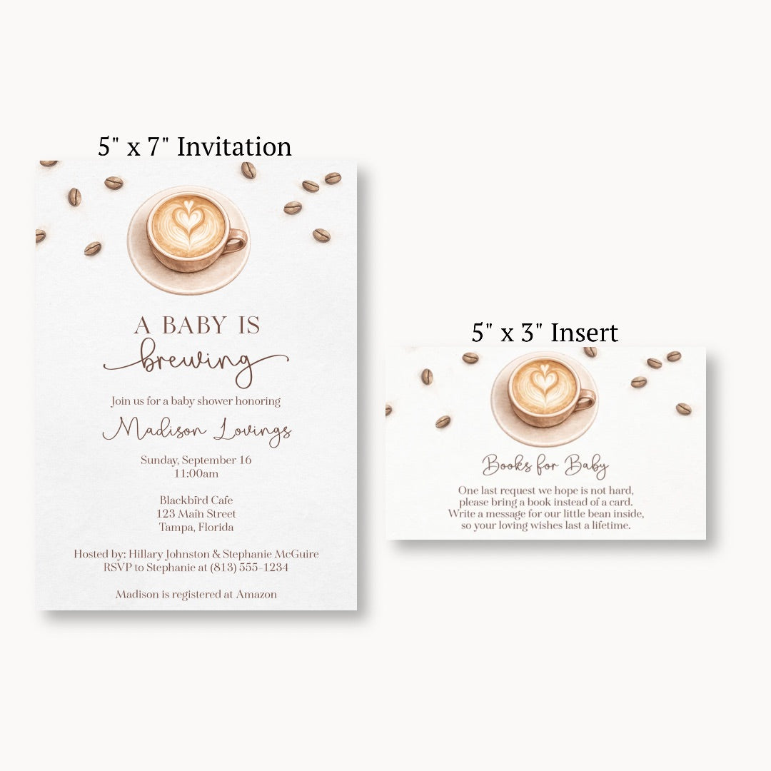 A Baby Latte is Brewing Bring A Book Insert Card