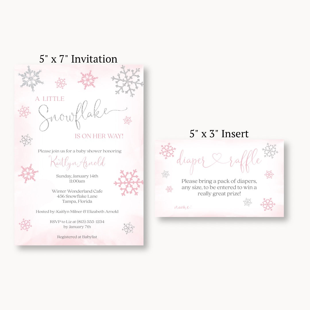 Little Snowflake Pink Diaper Raffle Ticket