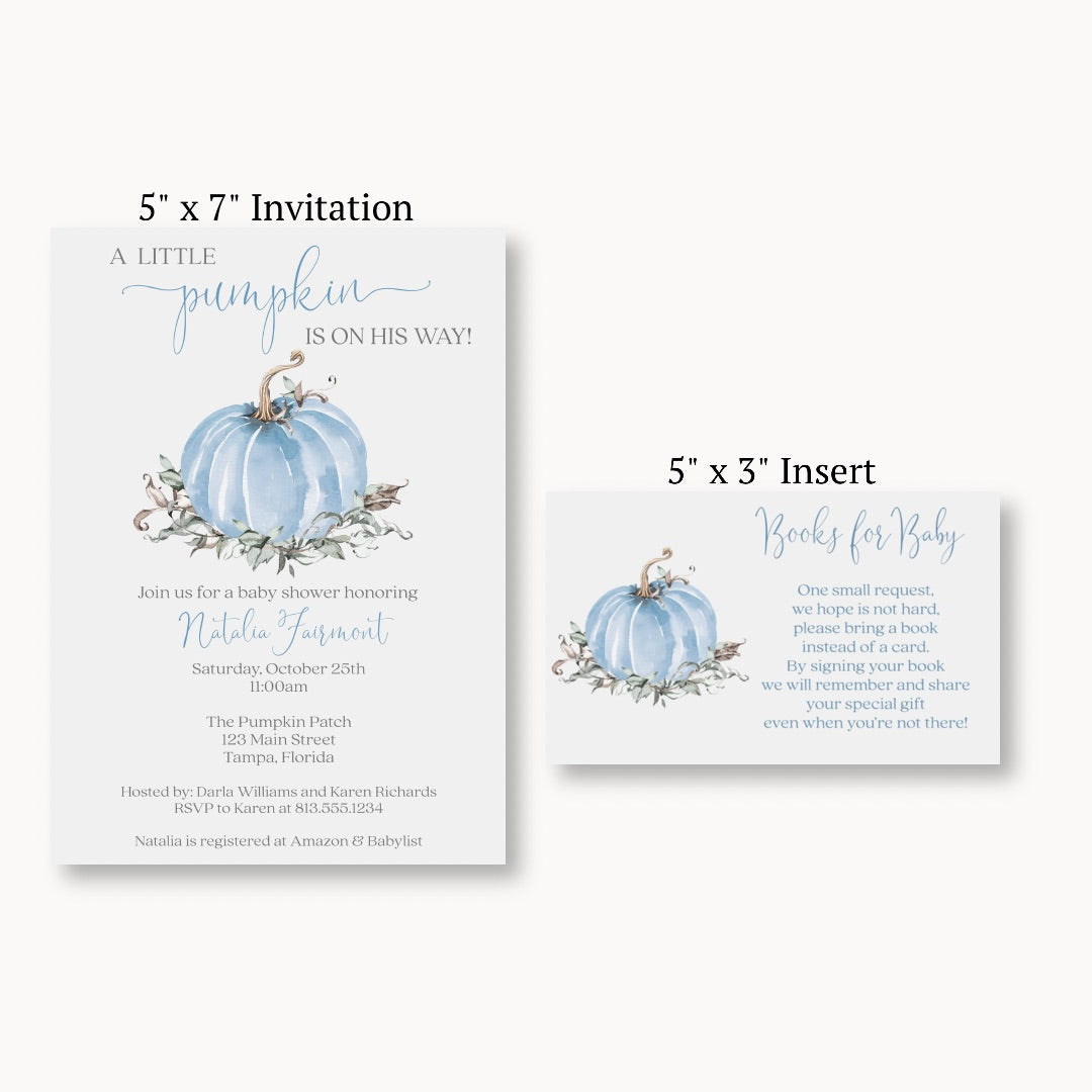 Painted Pumpkin Blue Bring a Book Card