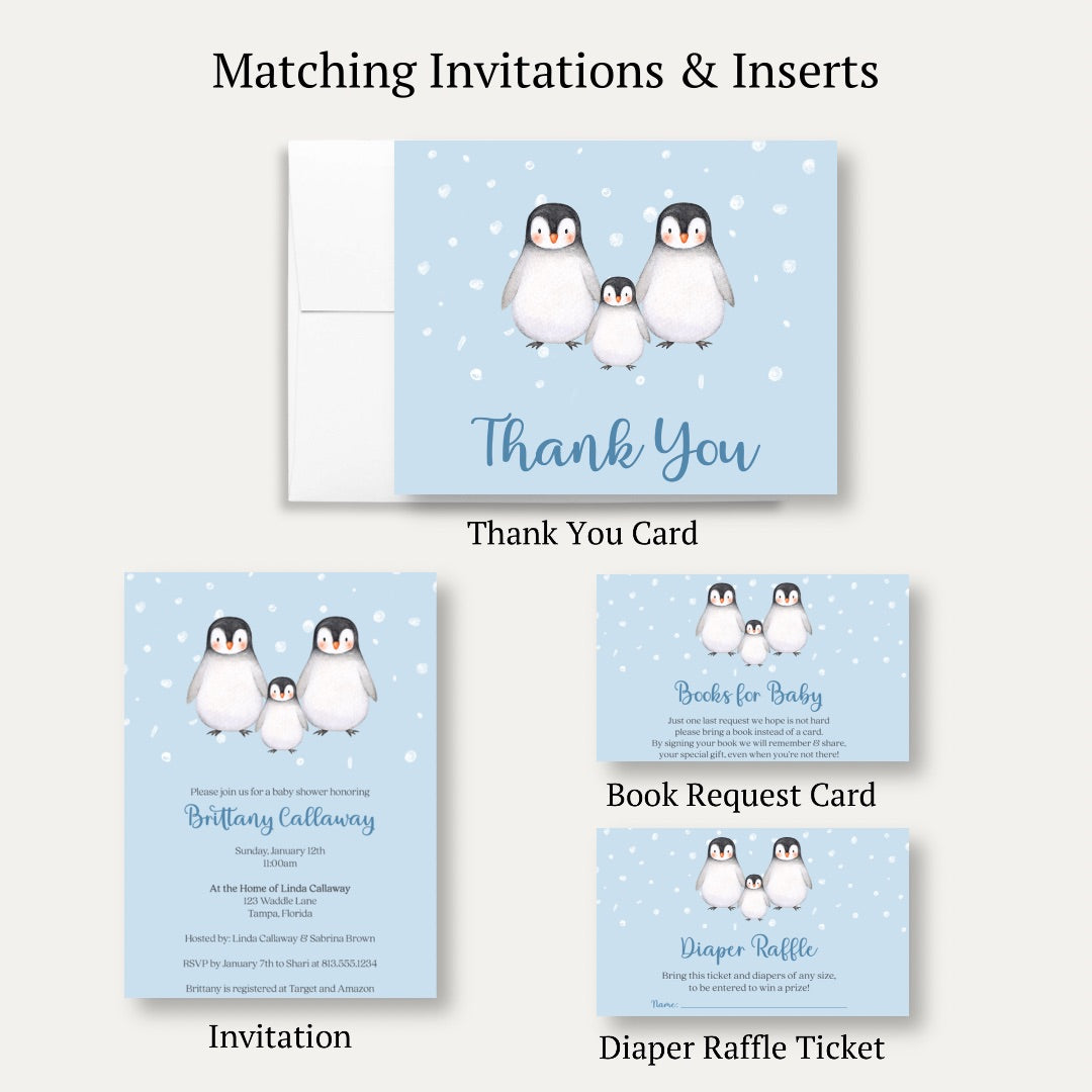 Penguin Baby Shower Thank You Card