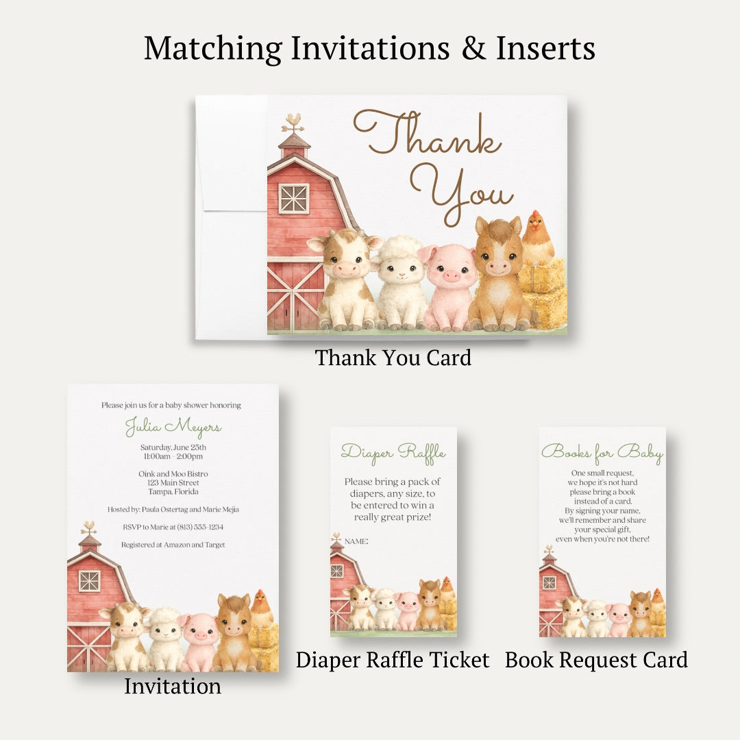 Barnyard Baby Shower Thank You Card