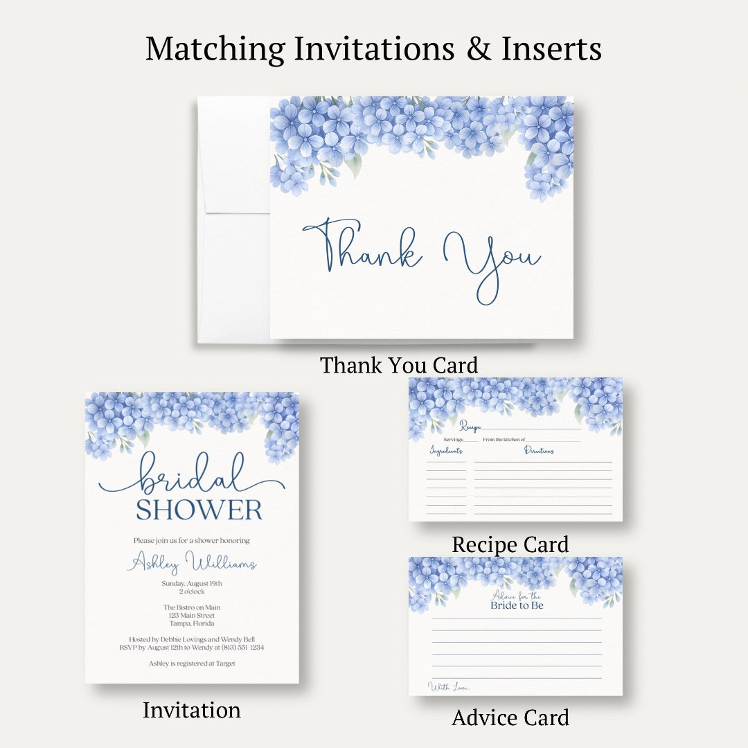 Hydrangea Bridal Shower Thank You Card