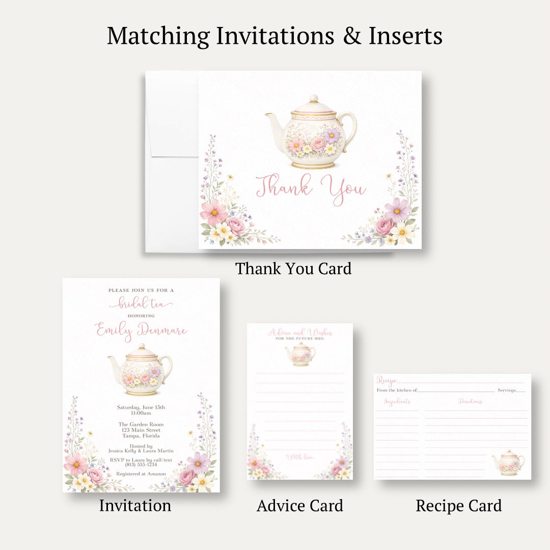 Garden Tea Party Bridal Shower Thank You Card