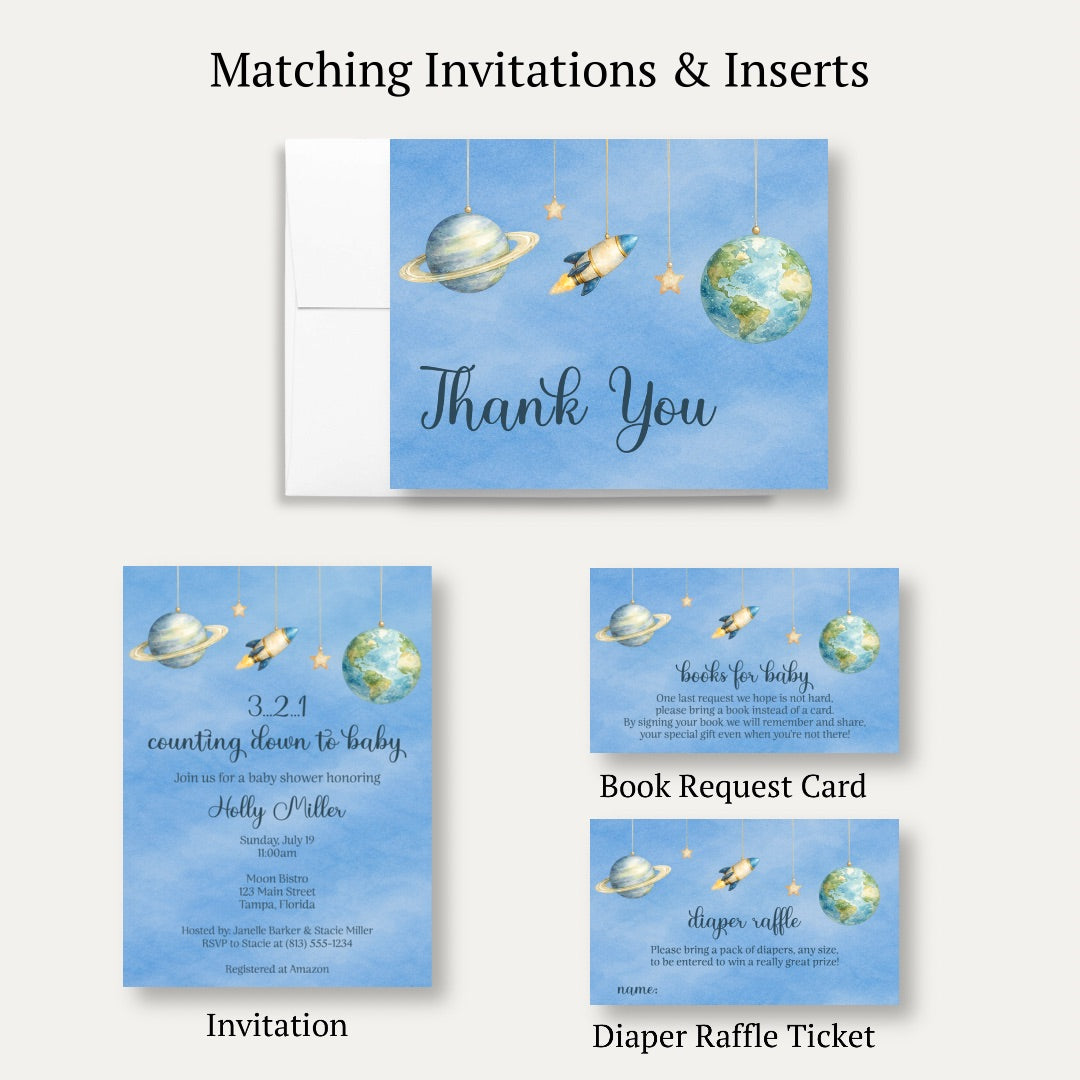 Space Baby Shower Thank You Card