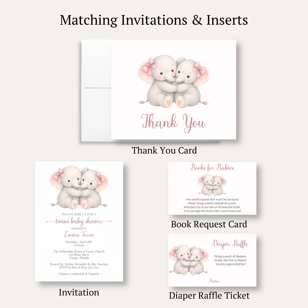 Little Peanut Twin Girl Baby Shower Thank You Card