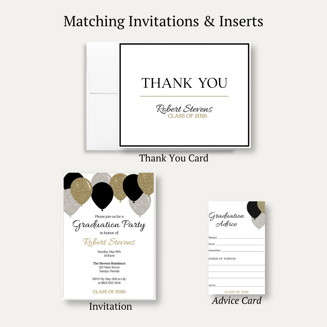 Balloon Graduation Thank You Card