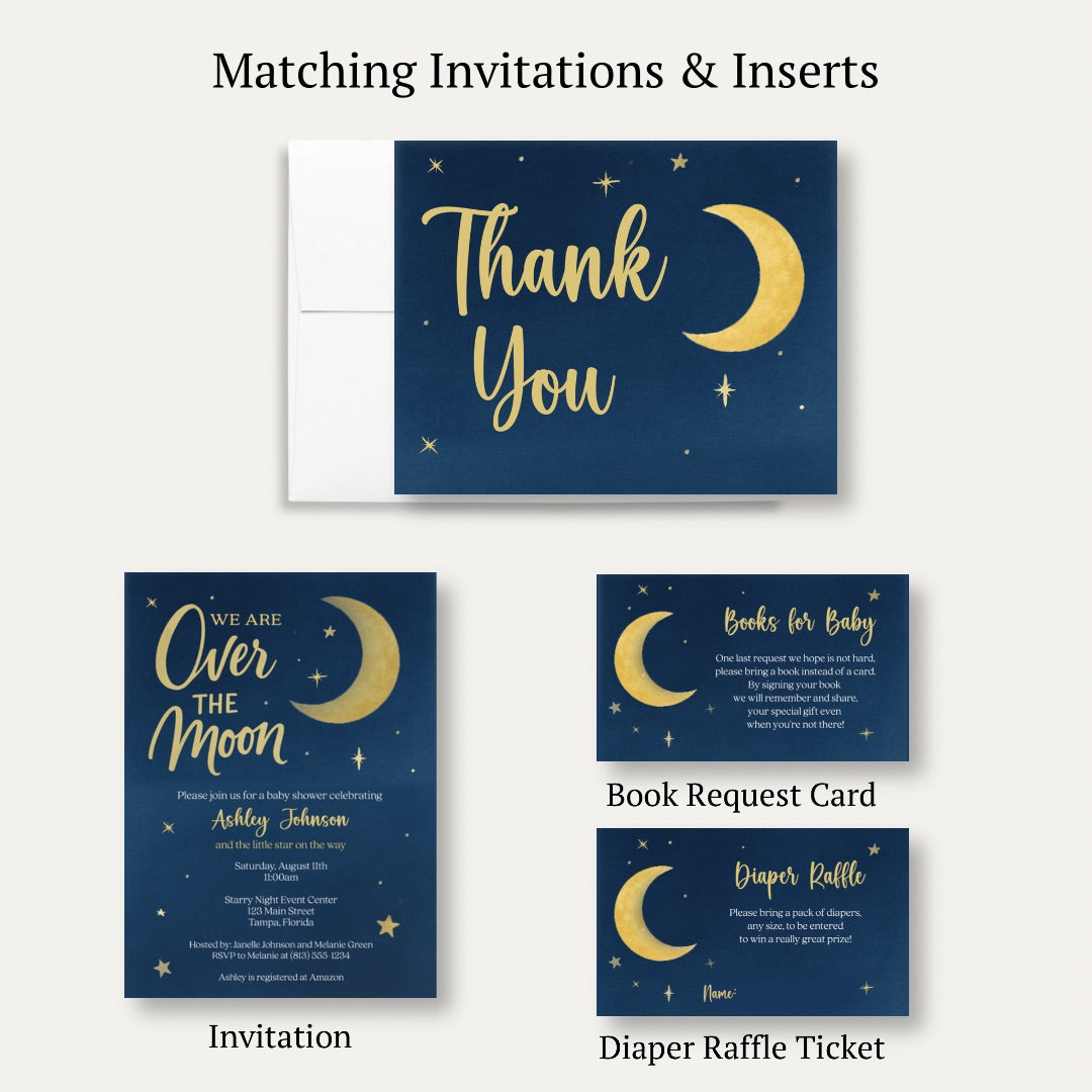 Over the Moon Baby Shower Thank You Card