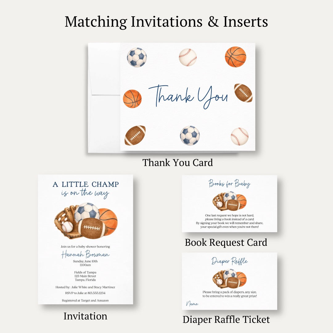 Little Champ Baby Shower Thank You Card
