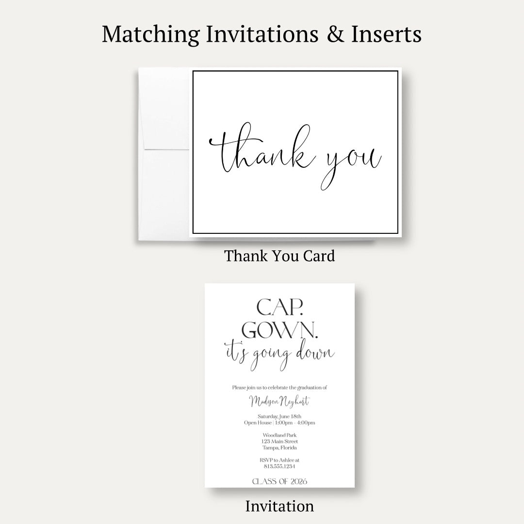 Cap & Gown It's Going Down Graduation Thank You Card