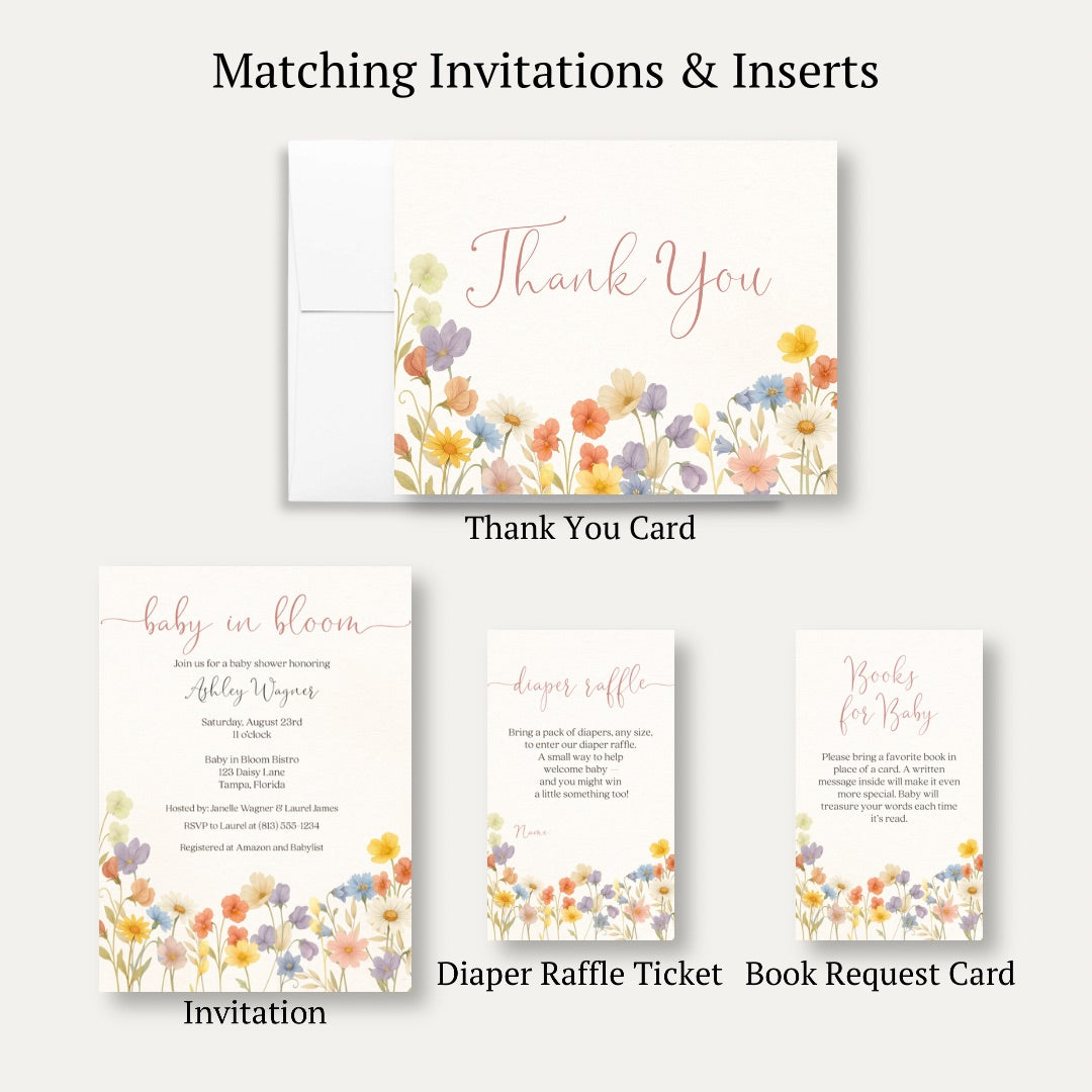 Wildflower Baby Shower Thank You Card