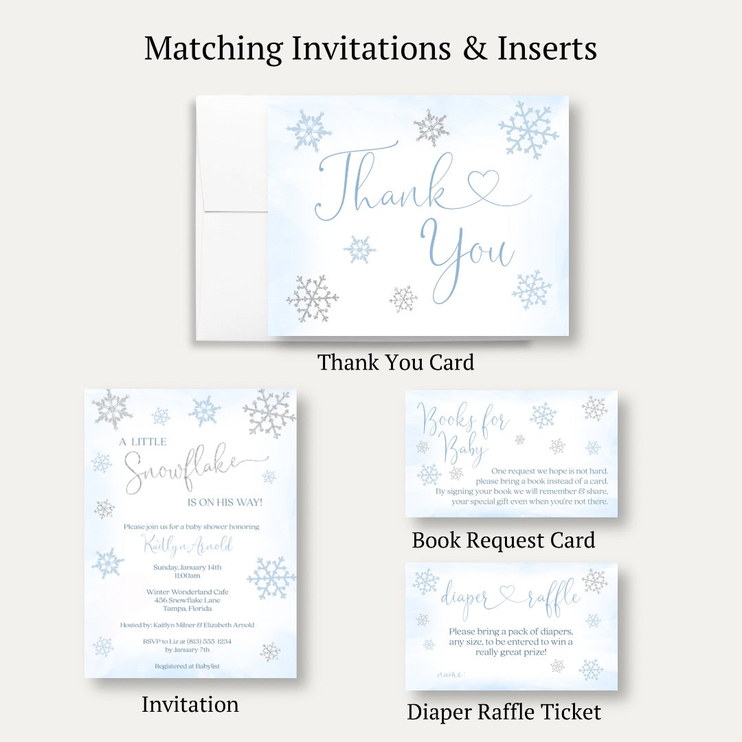 Little Snowflake Blue Baby Shower Thank You Card