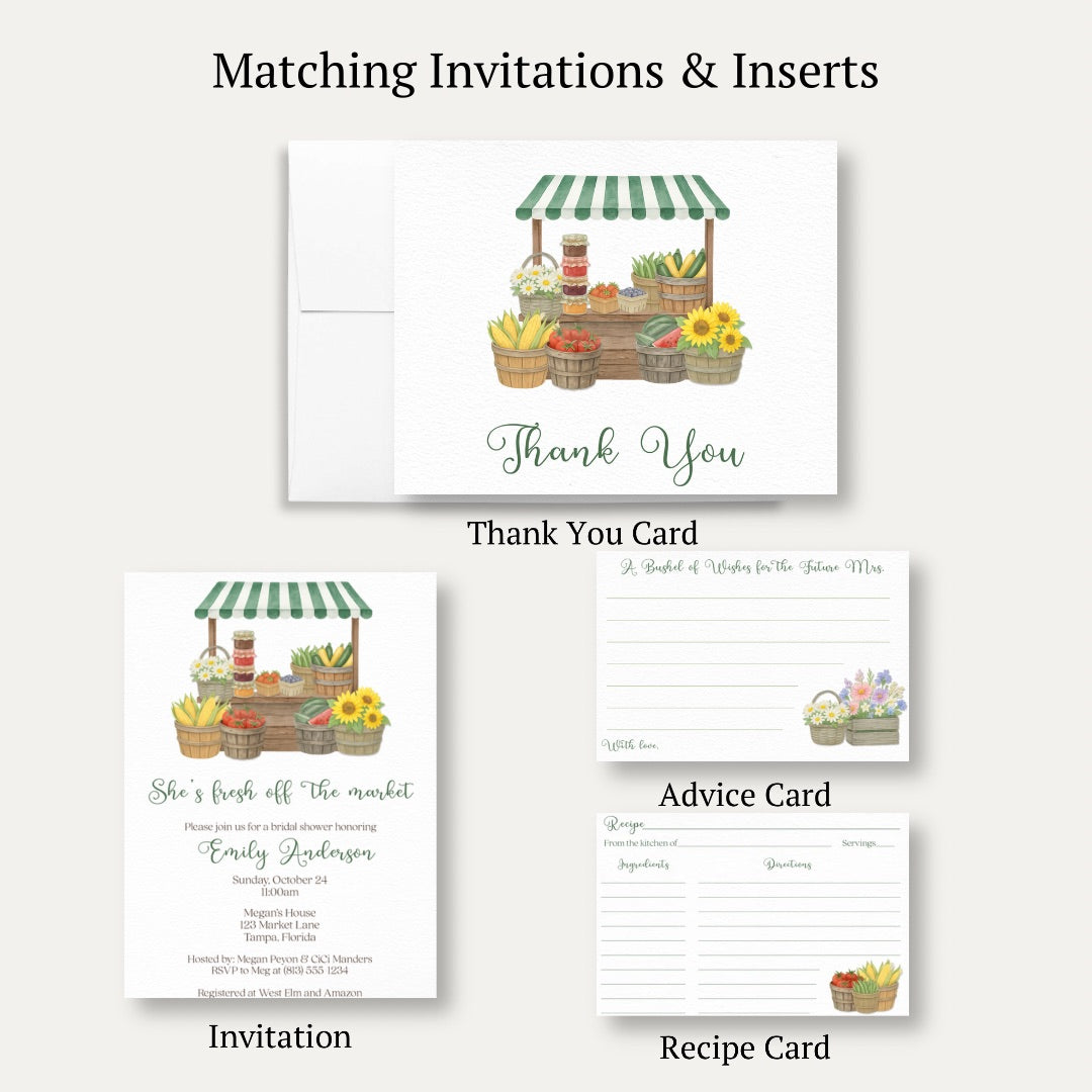 She's Fresh off the Market Bridal Shower Thank You Card