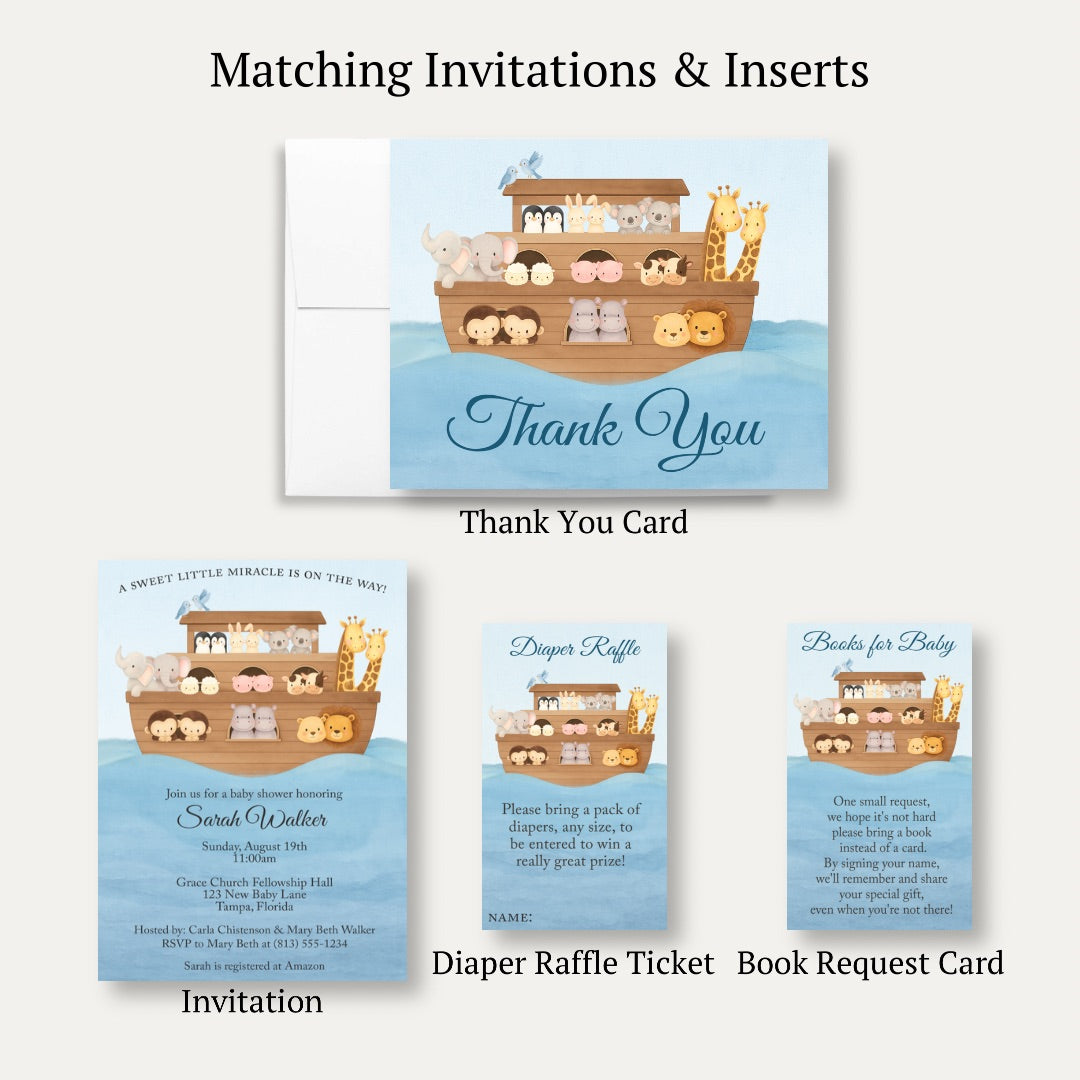 Noah's Ark Baby Shower Thank You Card