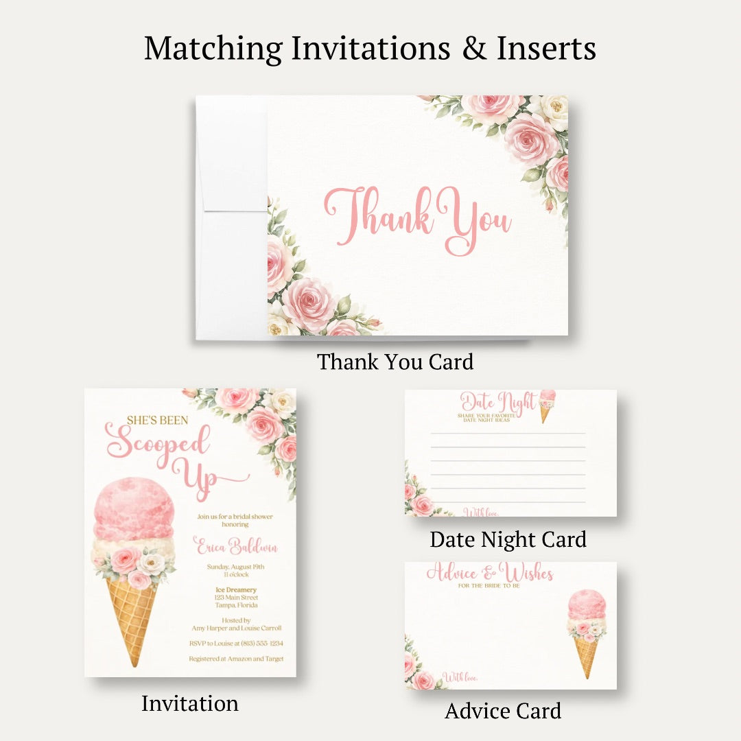She's Been Scooped Up Bridal Shower Thank You Card