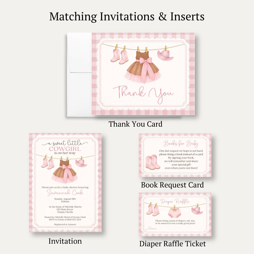 Cowgirl Baby Shower Thank You Card