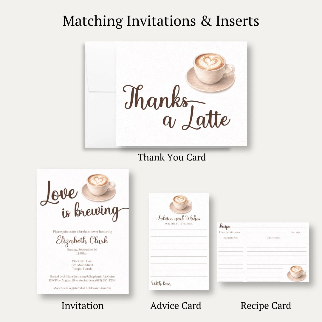 Love is Brewing Bridal Shower Thank You Cards