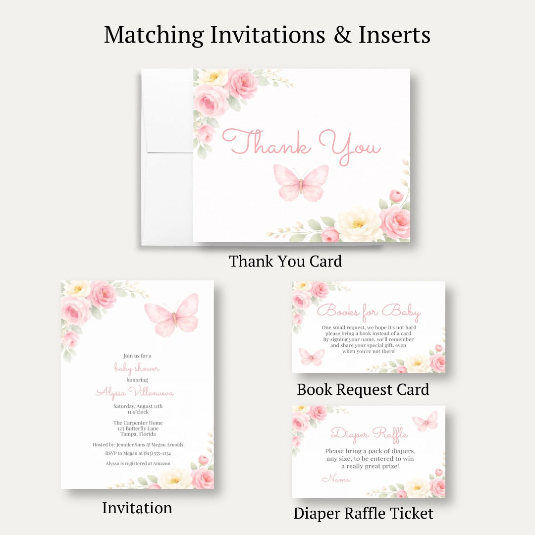Butterfly Baby Shower Thank You Card