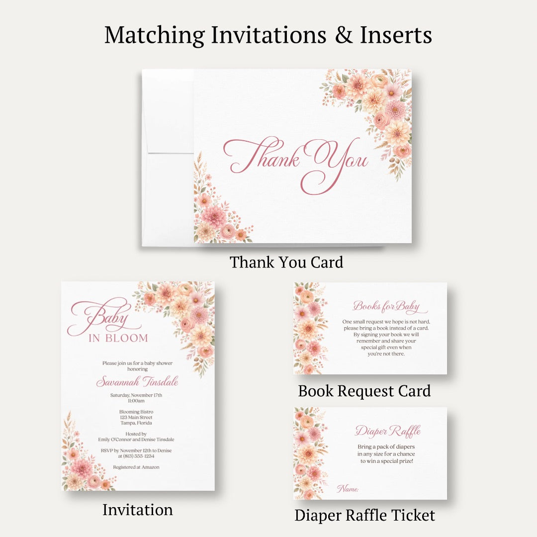 Autumn Baby in Bloom Baby Shower Thank You Card