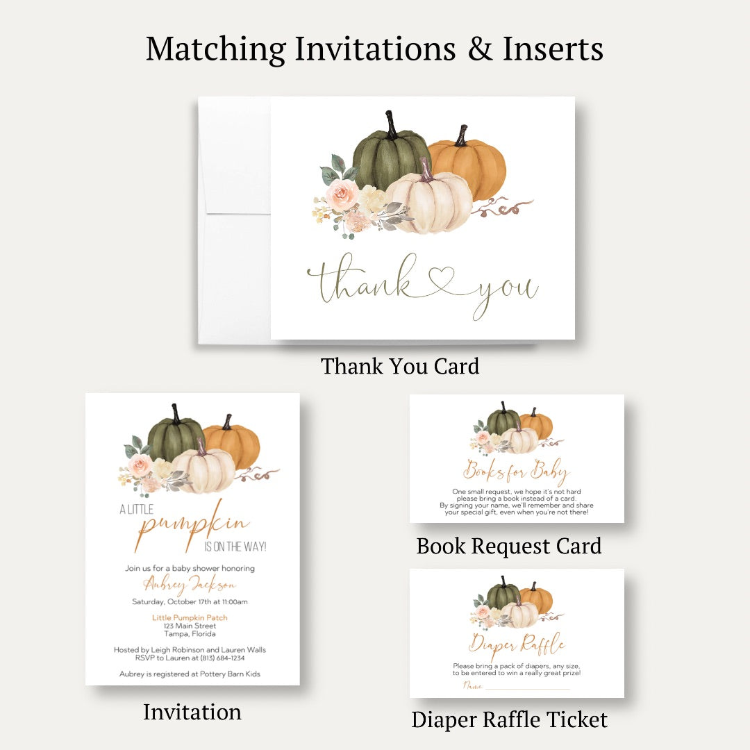 Sage Pumpkin Baby Shower Thank You Card