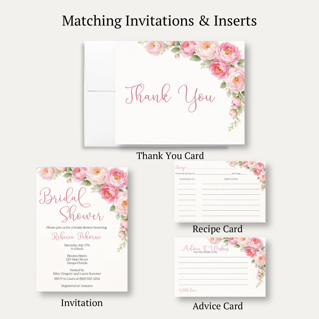 Peonies In Bloom Bridal Shower Thank You Card