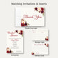 Burgundy Blooms Bridal Shower Thank You Card