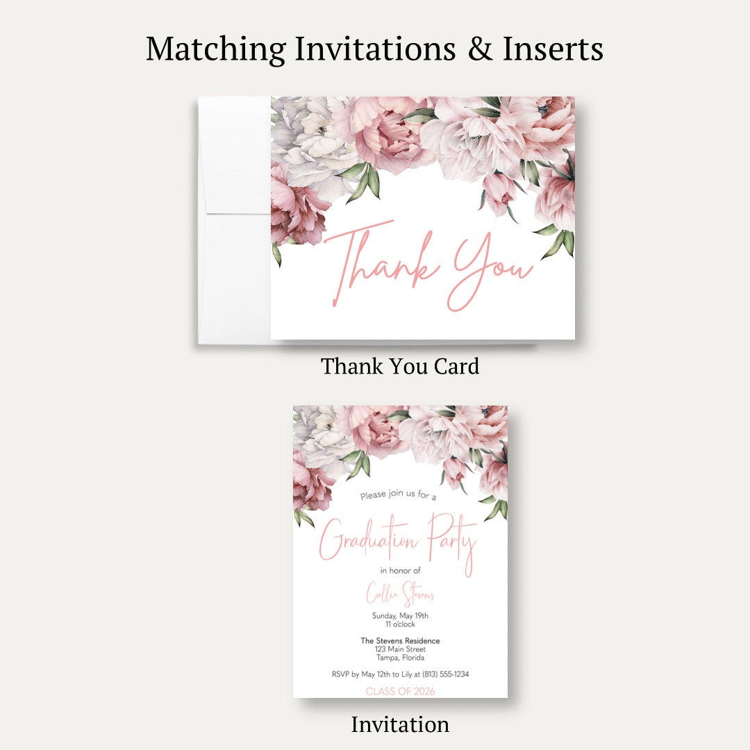 Floral Graduation Thank You Card