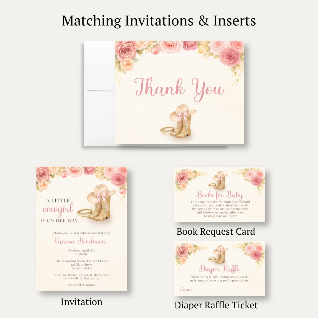 Cowgirl Baby Shower Thank You Card
