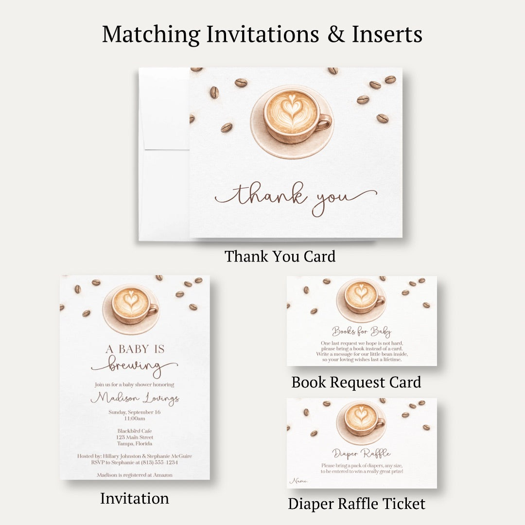 A Baby Latte is Brewing Baby Shower Thank You Card