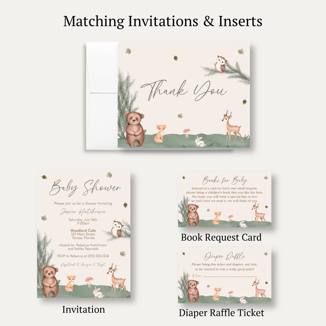 Boho Woodland Baby Shower Thank You Card