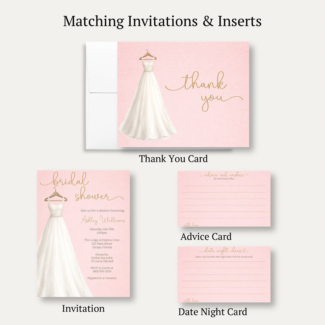 Bridal Gown Bridal Shower Thank You Card