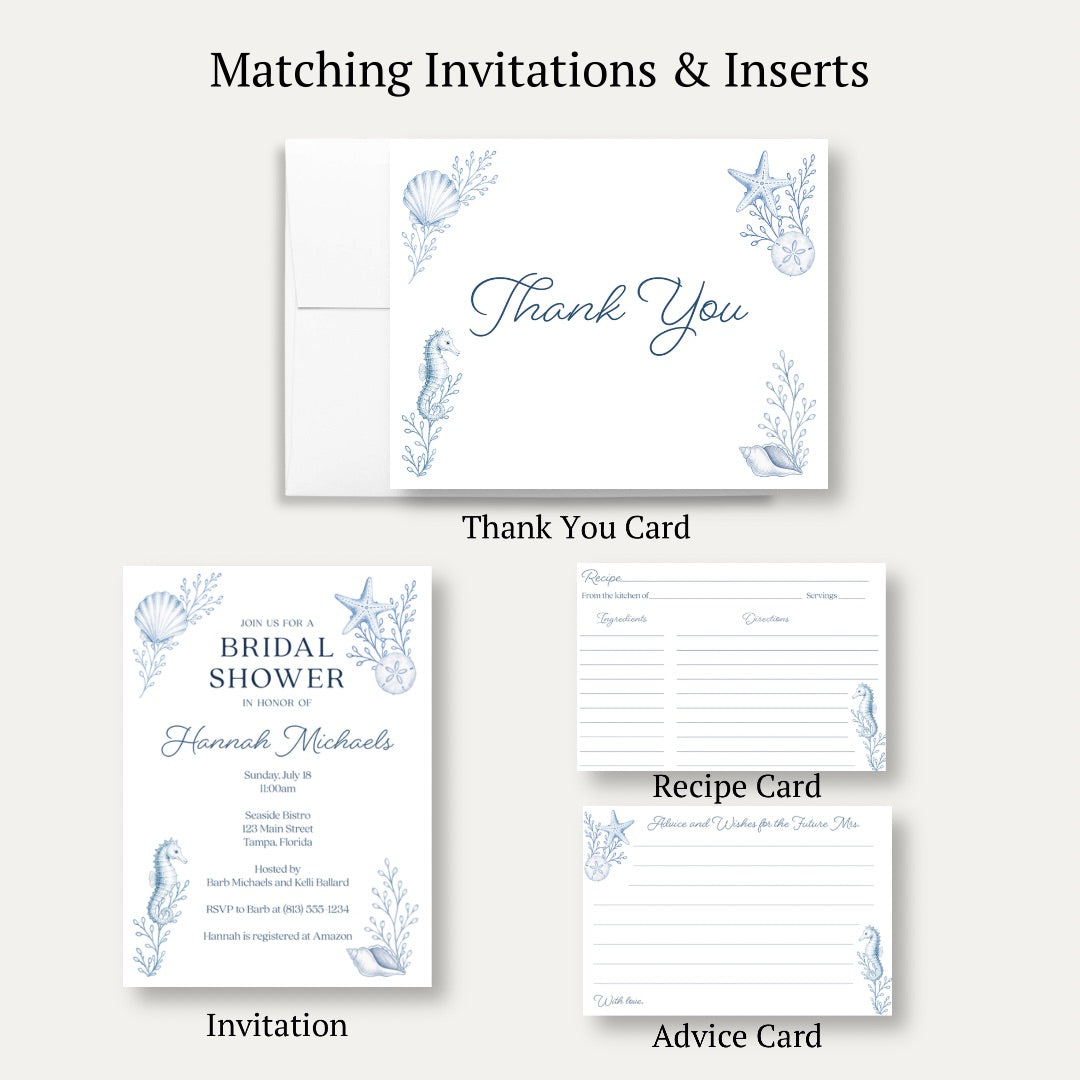 Coastal Bridal Shower Thank You Card
