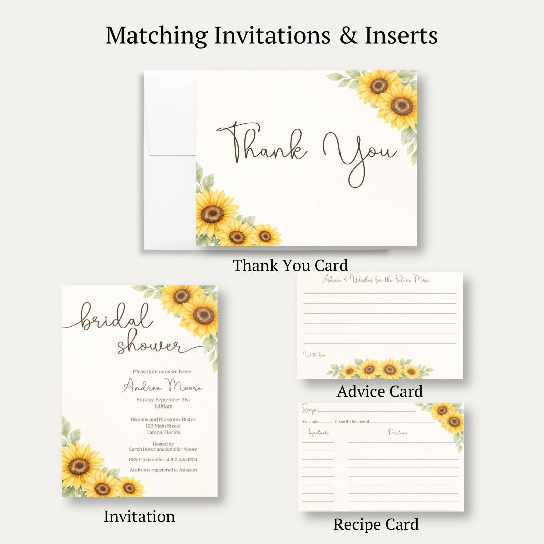 Sunflower Bridal Shower Thank You Card