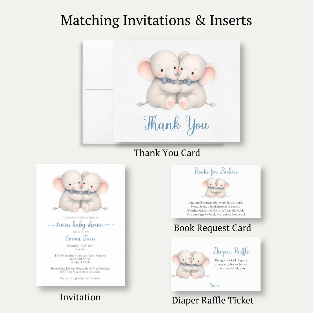 Little Peanut Twin Boy Baby Shower Thank You Card