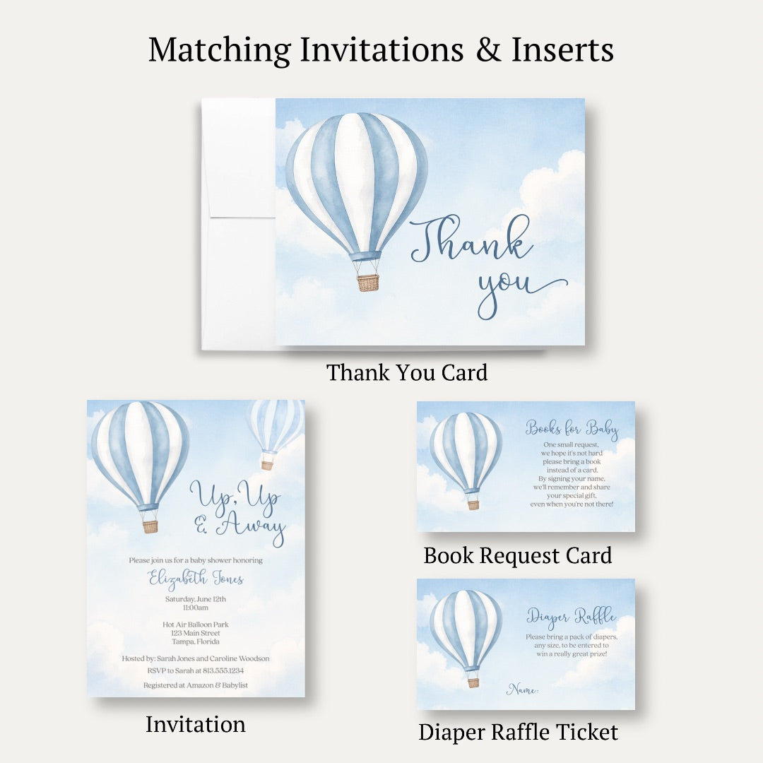 Hot Air Balloon Baby Shower Thank You Card