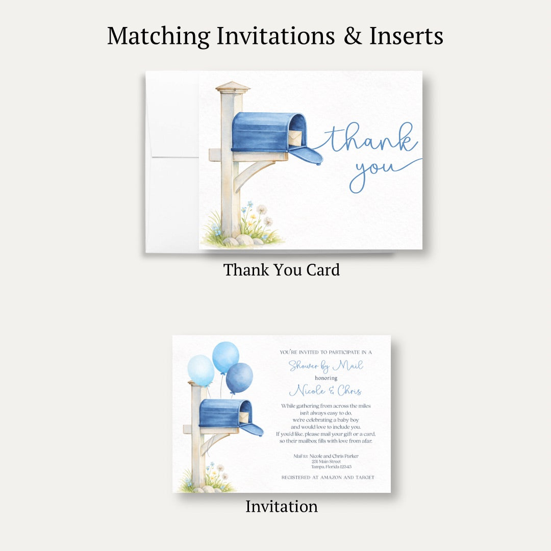Shower by Mail Blue Baby Shower Thank You Card