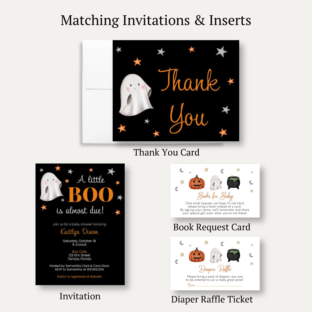 Little Boo Baby Shower Thank You Card (Black Collection)