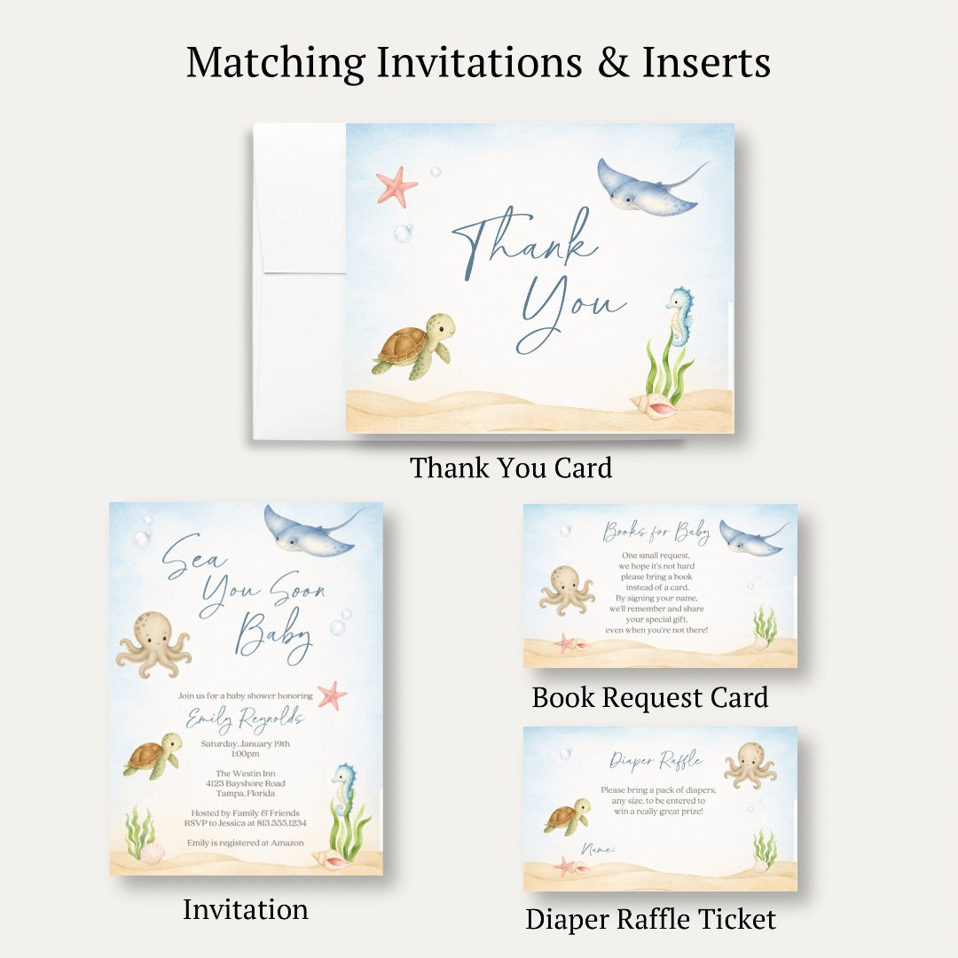 Sea you Soon Baby Shower Thank You Card