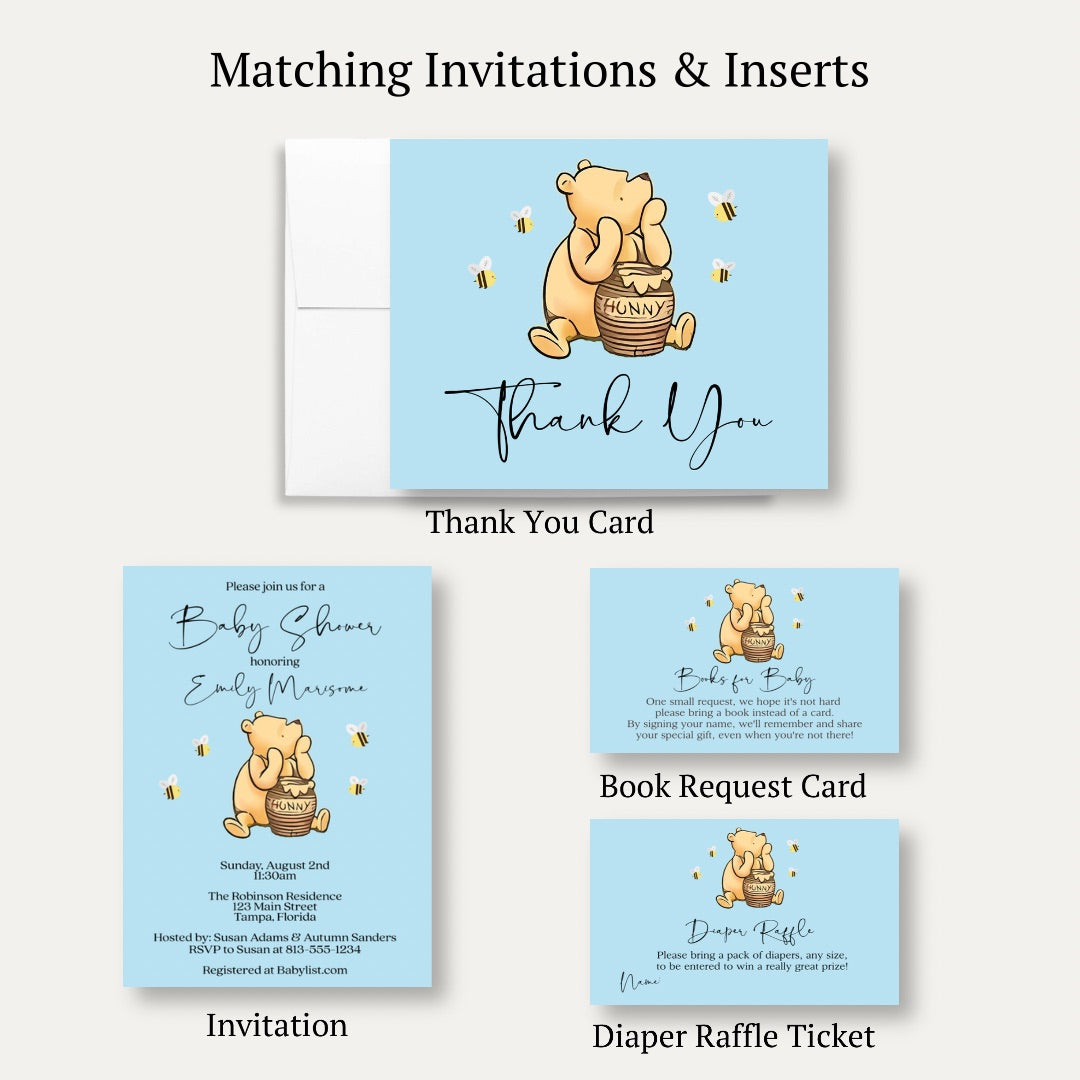 Simply Winnie Blue Baby Shower Thank You Card