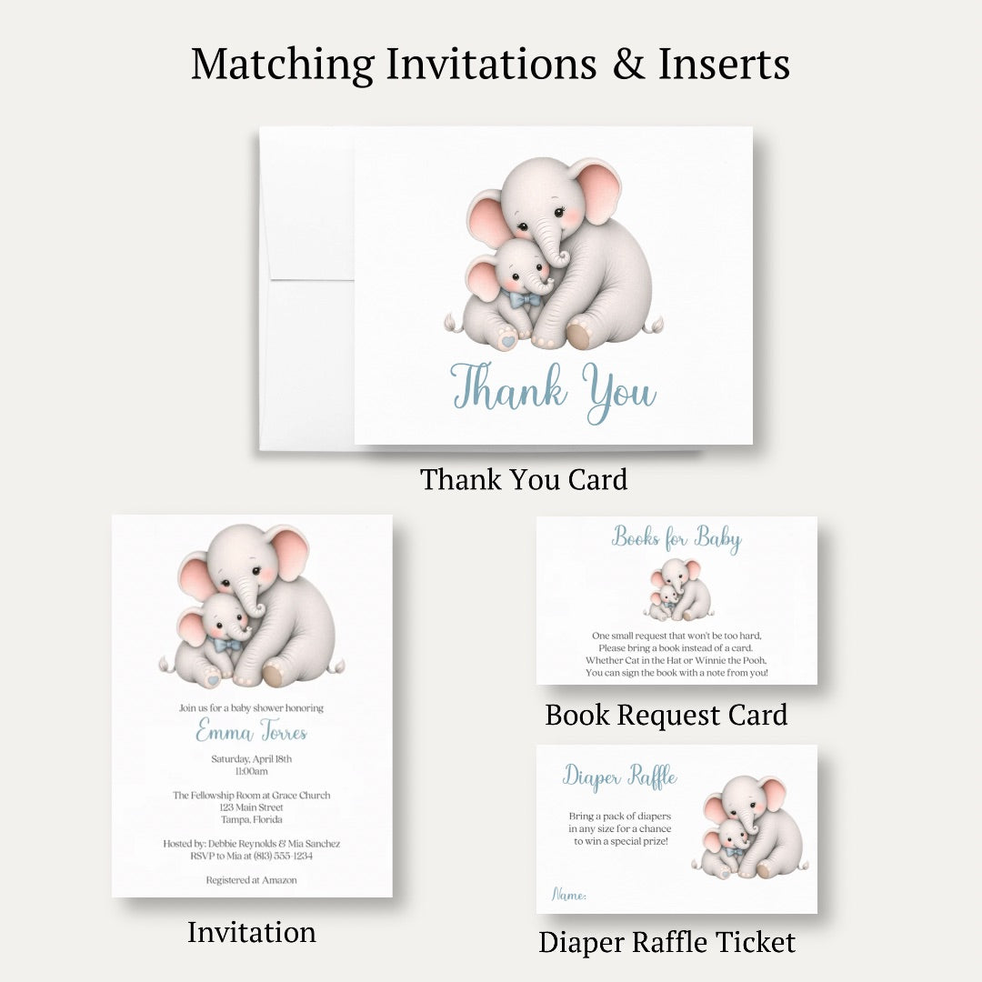 Little Peanut Boy Elephant Baby Shower Thank You Card