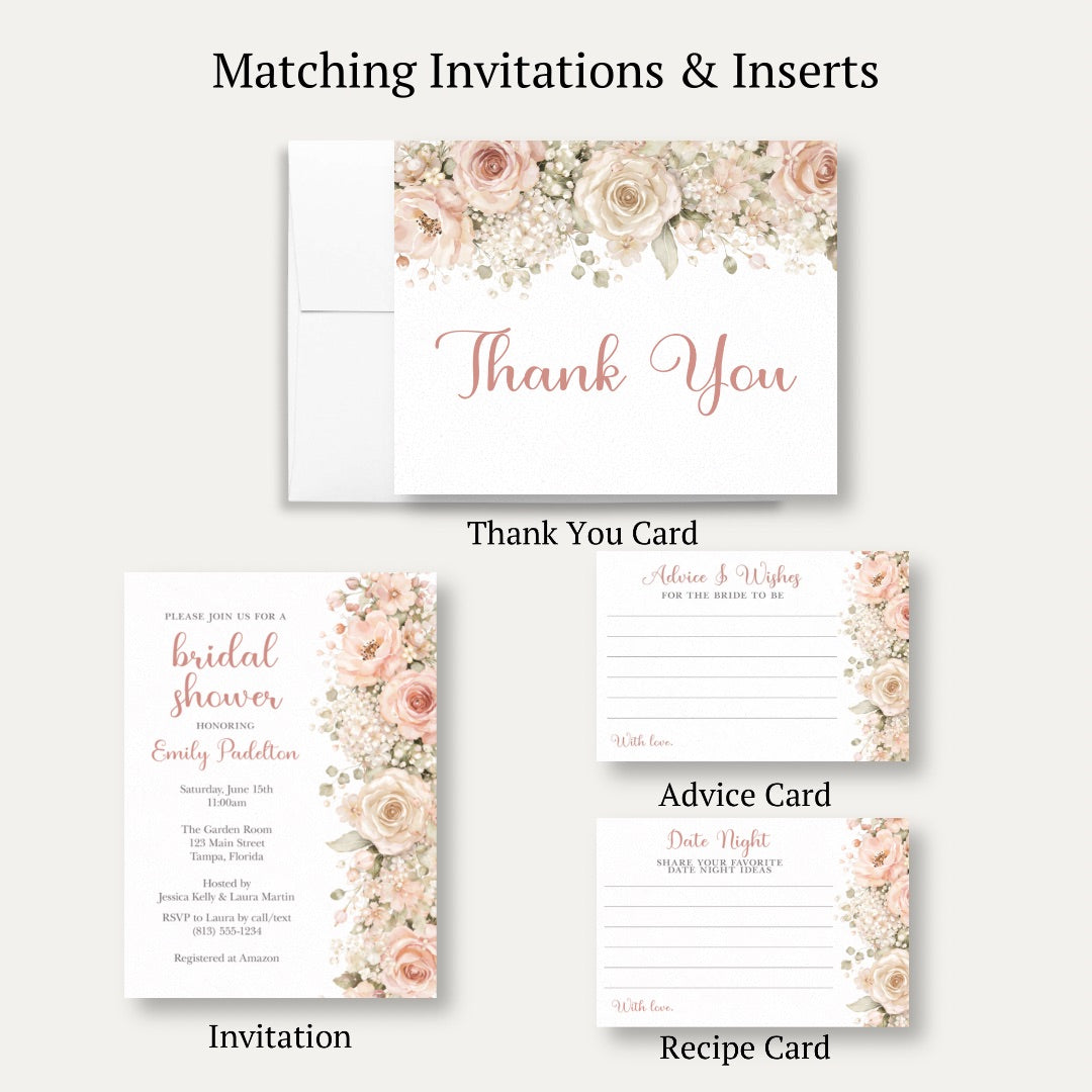 Cascading Florals Bridal Shower Thank You Card