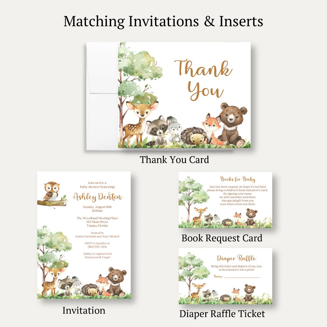 Forest Friends Baby Shower Thank You Card