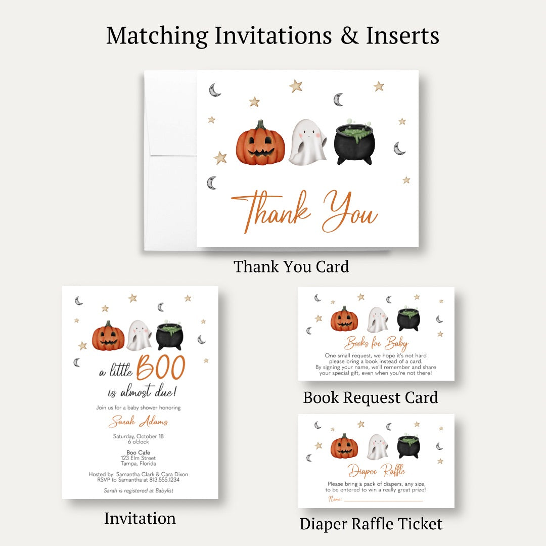 Little Boo Baby Shower Thank You Card (White Collection)