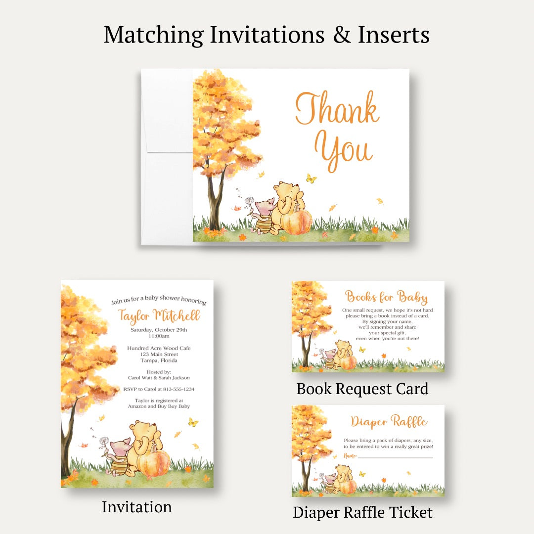 Autumn Winnie Baby Shower Thank You Card