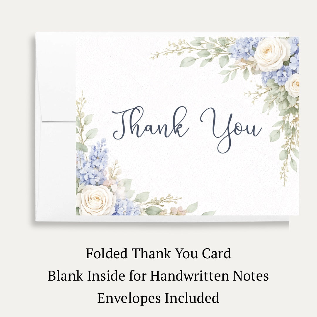 Sage & Blue Blooms Bridal Shower Thank You Card