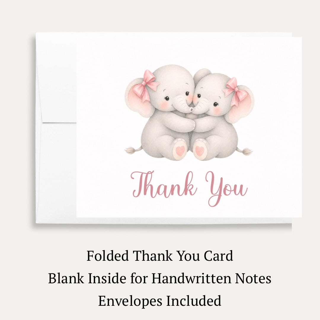 Little Peanut Twin Girl Baby Shower Thank You Card