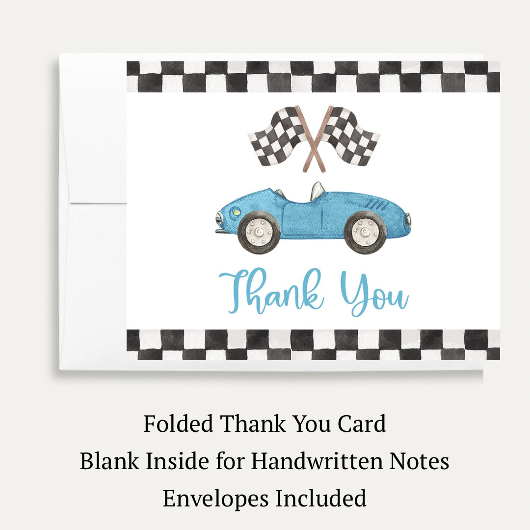 Race Car Baby Shower Thank You Card
